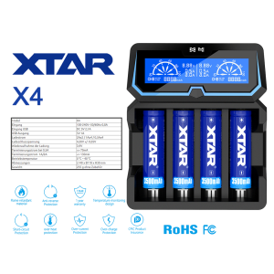 Xtar X4 - 4-Schacht Ladegerät für Lithium Ionen...
