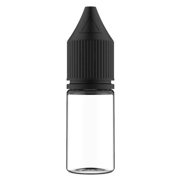Flasche transparent + schwarze Cap